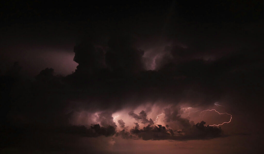 Dark clouds and lightning