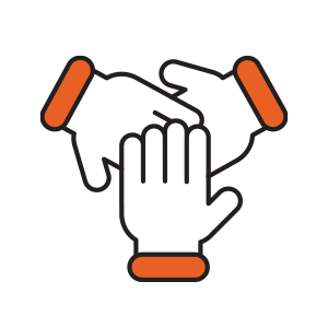 Hands together in unity icon