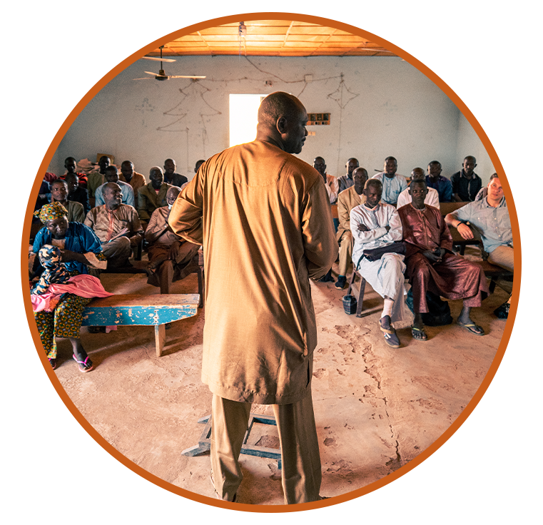 A house church filled with people hearing about Jesus